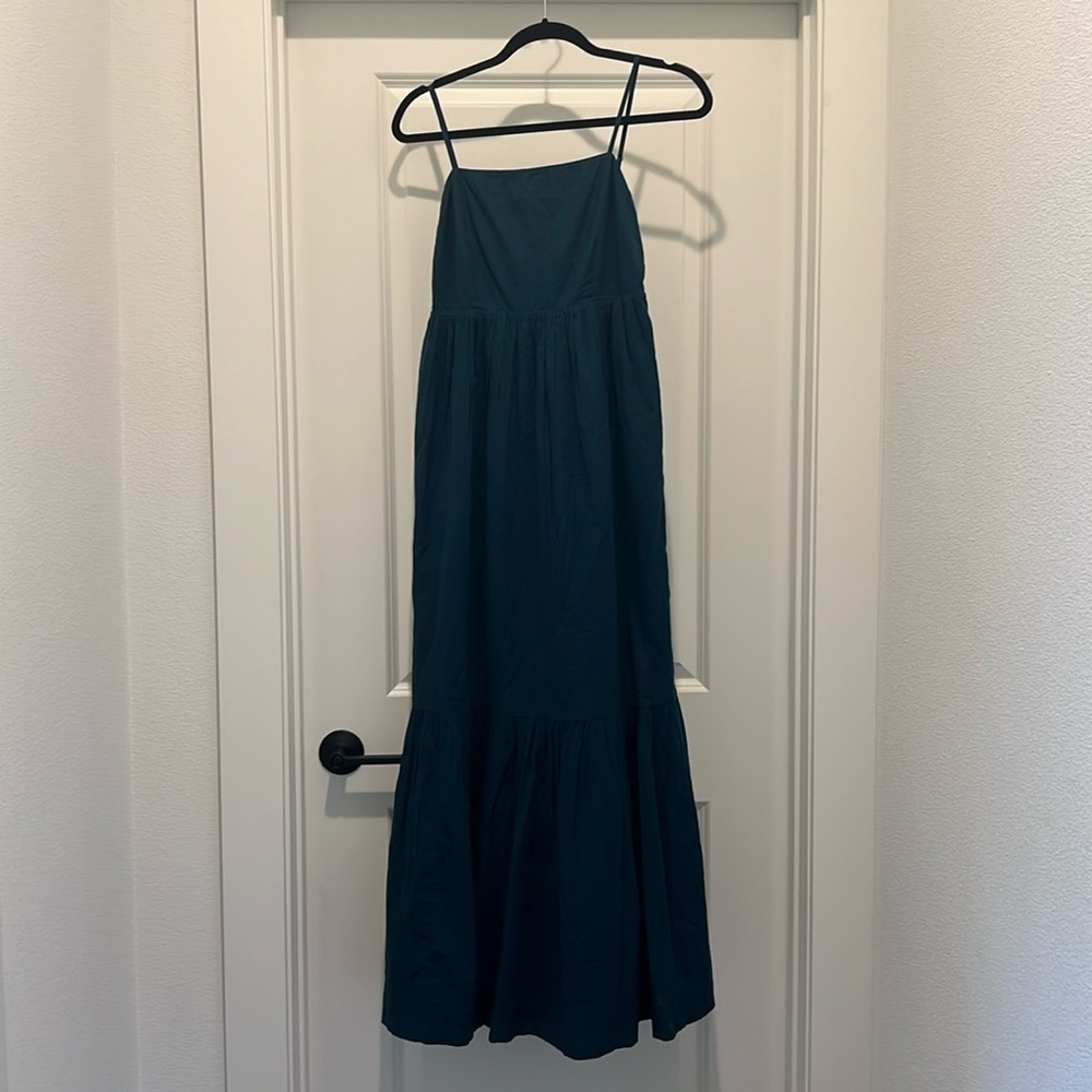 Teal maxi dress with low back